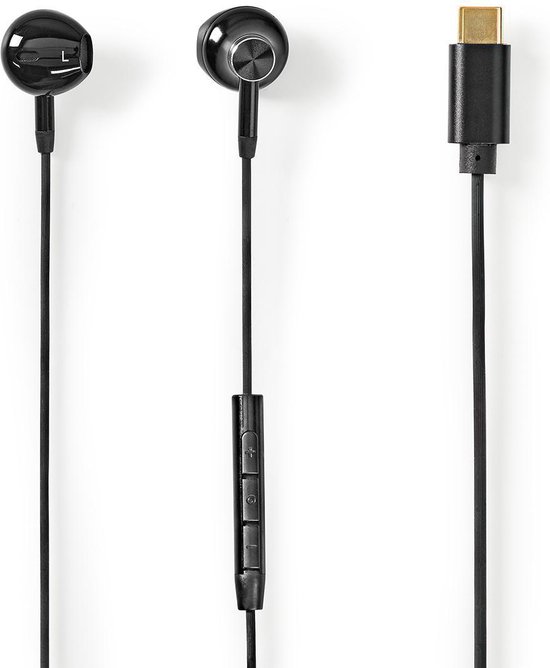 Nedis HPWD2071BK Inear Headphones Usbc™ 1.2 M Cable Voice Assistant
