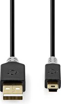 Nedis USB-Kabel - USB 2.0 - USB-A Male - USB Mini-B 5-Pins Male - 480 Mbps - Verguld - 2.00 m - Rond - PVC - Antraciet - Window Box