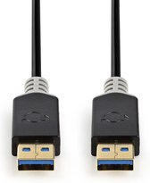 Nedis USB-Kabel - USB 3.2 Gen 1 - USB-A Male - USB-A Male - 5 Gbps - Verguld - 2.00 m - Rond - PVC - Antraciet - Doos