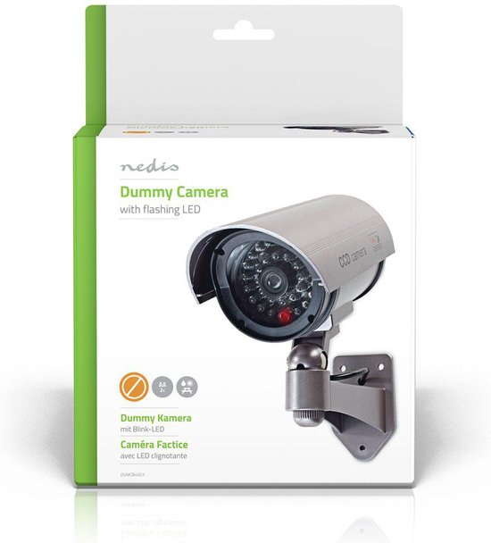 Nedis Dummy Beveiligingscamera - Bullet - IP44 - Batterij Gevoed - Buiten - Inclusief muurbeugel - Grijs van Nedis — afbeelding 4