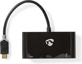 Nedis USB Multi-Port Adapter - USB 3.2 Gen 1 - USB-C Male - USB-A Female / USB-C Female / VGA Female 15p - 0.20 m - Rond - Verguld - PVC - Antraciet - Window Box