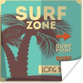 Illustration de la zone de surf sur fond turquoise 75x75 cm