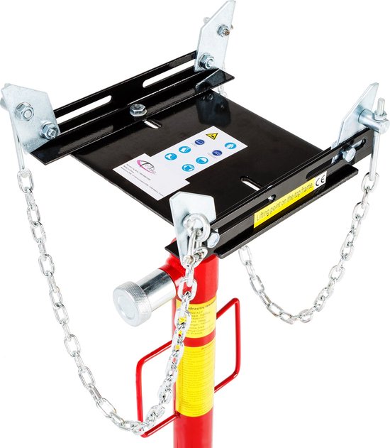 Verstelbare wagenheber-motorlifter-adapter, maximale belasting 500 kg, kantelbare kop tot 30 graden, verandert de hydraulische wagenheber in een motorlifter voor een