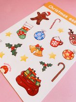 Rozeberryshop - Kerst Stickervel- Kerstmis Stickers - Cadeautjes - Rendier - Zuurstok - Kerstballen - Feestelijke Stickers - Planner Stickers - Kawaii Stickers - Journal Stickers -