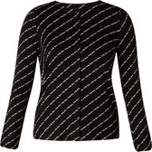 YESTA Brenda Essential Jersey Shirt - Black/Ecru - maat 0(46)