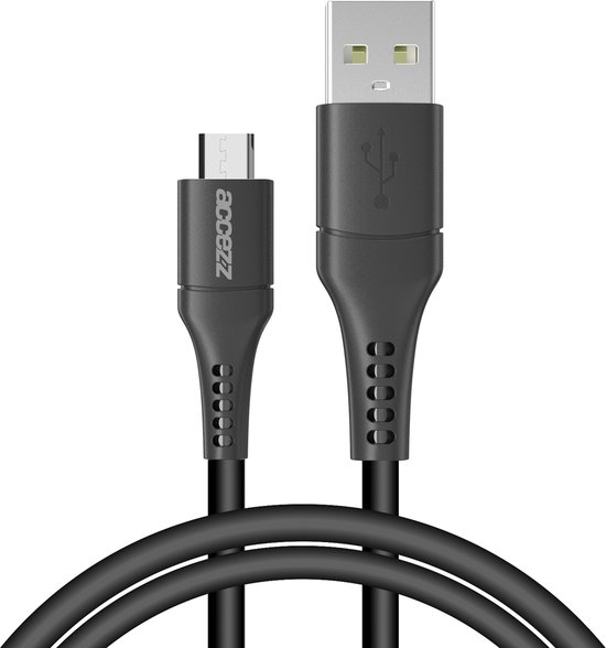 Accezz Micro-USB naar USB A Kabel - 1 meter - Oplaadkabel - Zwart