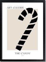 Kerstposter ART GALERIE Candy - Zwart A3 + fotolijst zwart 29,7x42cm