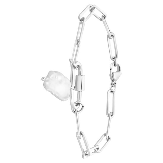 Lucardi Dames Armband Perle - Staal - Armband - Cadeau - 20 cm - Zilverkleurig