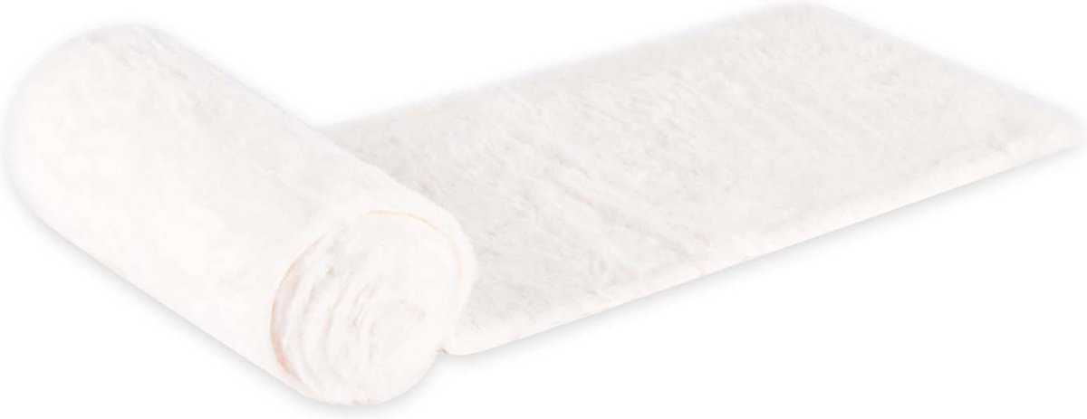 Decomat rechthoek / onderzetter / imitatiebont / decoratie - Wit - 20 x 180 cm lang