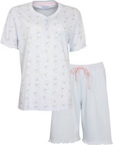 Tenderness Dames Shortama - Pyjama - Katoen - Licht Blauw - Maat XXL