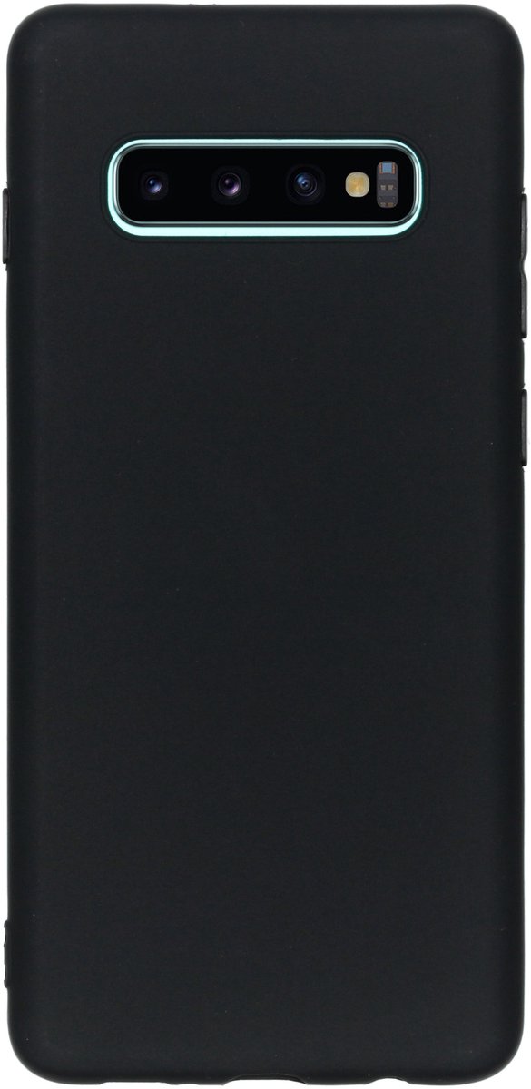 Hoesje Siliconen Geschikt voor Samsung Galaxy S10 Plus - Color Backcover - Zwart