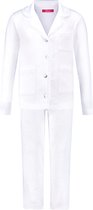 Exclusief Luxueus Kinder nachtkleding Luxe mooie zacht frisse witte Girly Pyjama van Hanssop met verfijnde kant rand details en een luxe kraag verwerking, Meisjes Pyjama, zacht wit