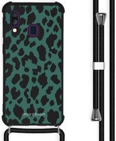 iMoshion Design hoesje met koord voor de Samsung Galaxy A40 - Luipaard - Groen / Zwart