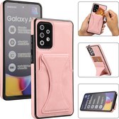 Samsung Galaxy A51 Lederen Hoesje | Back Cover Telefoonhoesje | Pasjeshouder | Roze