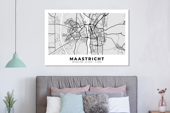 Décoration murale Métal - Aluminium Peinture Industrielle - Carte - Maastricht - Nederland - 150x100 cm - Dibond - Photo sur aluminium - Décoration murale industrielle - Pour le salon / chambre