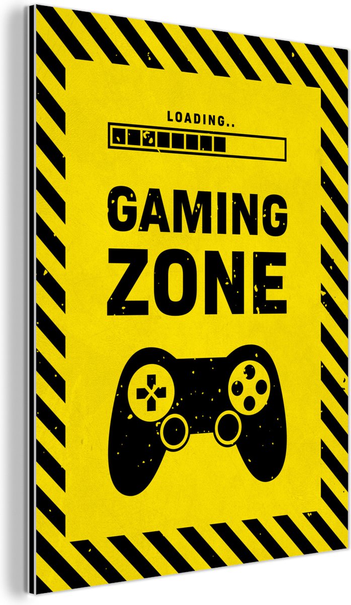 Wanddecoratie Metaal - Aluminium Schilderij Industrieel - Gaming - Quotes - Controller - Gaming zone - Game - 60x80 cm - Dibond - Foto op aluminium - Industriële muurdecoratie - Voor de woonkamer/slaapkamer