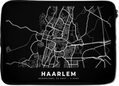 Laptophoes 13 inch - Haarlem - Zwart - Kaart - Laptop sleeve - Binnenmaat 32x22,5 cm - Zwarte achterkant