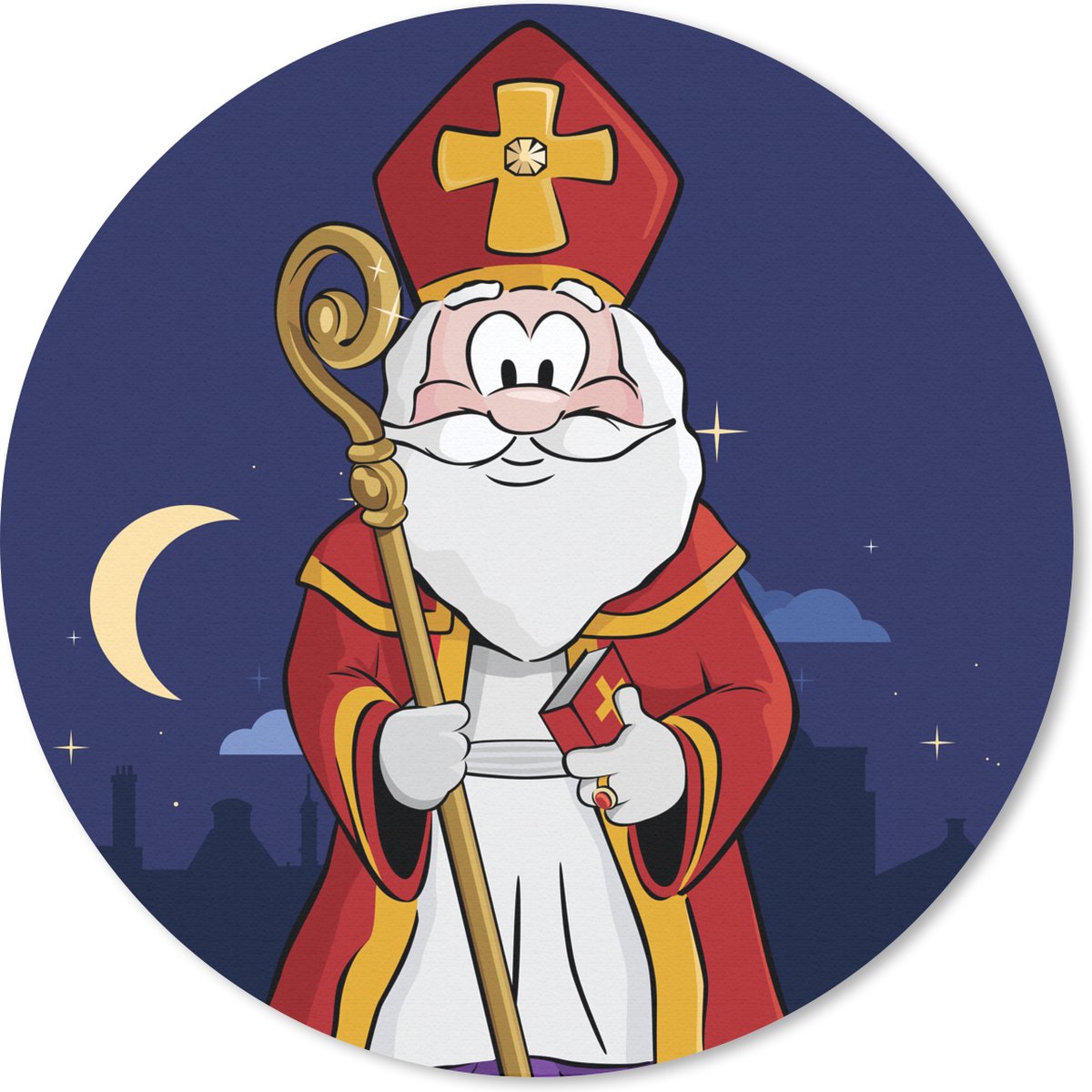 Muismat rond 30x30 cm - Mousepad Portret Sinterklaas - Sint - Kinderen - Jongens - Meisjes - Kindje - Ronde muismatten