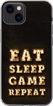 iPhone 13 mini hoesje - Gaming - Games - Quotes - Spreuken - Eat sleep game repeat - Siliconen Telefoonhoesje