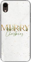Geschikt voor iPhone XR hoesje - Kerst - Quotes - Merry Christmas - Spreuken - Goud - Siliconen Telefoonhoesje