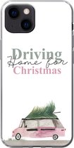 Geschikt voor iPhone 13 mini hoesje - Kerst - Driving home for Christmas - Auto - Quotes - Spreuken - Siliconen Telefoonhoesje
