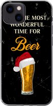 Geschikt voor iPhone 13 mini hoesje - It's the most wonderful time for beer - Kerst - Quotes - Bier - Spreuken - Siliconen Telefoonhoesje