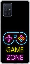 Geschikt voor Samsung Galaxy A51 5G hoesje - Controller - Game - Neon - Zwart - Quotes - Game zone - Siliconen Telefoonhoesje