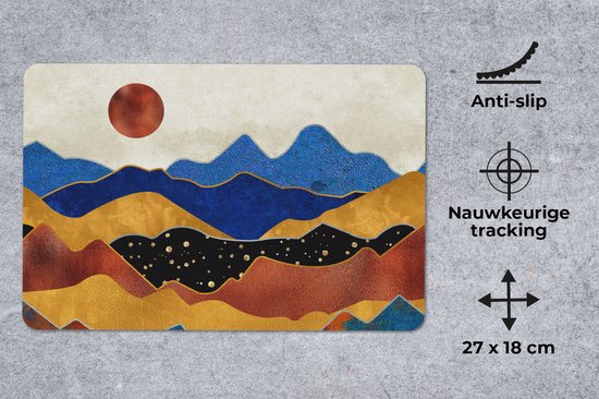 Muismat 27x18 cm - Mousepad Marmer - Goud - Blauw - Muismatten