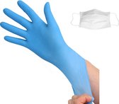 M-Safe - 100 stuks Large - Latex Blauwe Wegwerp Handschoenen + 50 Mondkapjes wit Niet medisch