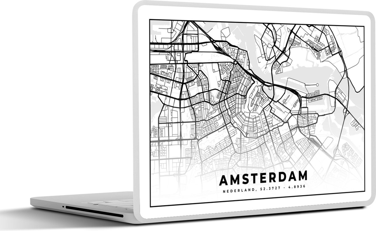 Laptop sticker - 11.6 inch - Stadskaart - Amsterdam - Nederland - 30x21cm - Laptopstickers - Laptop skin - Cover