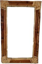 Spiegel rechthoek -  68X37 cm - Spiegel Bamboe - Wandspiegel - Spiegels - Spiegel Hout - Spiegel Rotan Naturel Rechthoek Bohemian