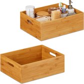 Relaxdays 2x boîte de rangement bambou - boîte de rangement - panier de rangement en bois - boîte de rangement - boîte de rangement