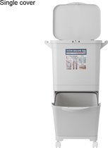 2-laags classificatie Prullenbak Keuken Kunststof Vuilnisbak Nat en droog Drukknop Recycle Gestapeld Sorteren Vuilnisbak Met wiel-enkele deksel