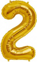 3BMT - Goud versiering - Folie Ballon Cijfer 2 – Verjaardag – Grote Ballonnen