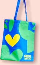 Earthastic Designer Tas - Premium Eco-friendly Schoudertas - Handtas - 100% Biologisch Katoen Tote Bag - Duurzaam - Blissful Blue kleur