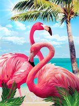 Dielay - Diamond Painting Pakket - Flamingo's - 40x30 cm - Complete Set - Volledige Bedekking - Vierkante Steentjes