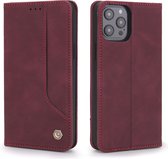 GSMNed - Leren telefoonhoes 12/12 Pro rood - Luxe iPhone hoesje - iPhone hoes met koord - pasjeshouder/portemonnee – rood