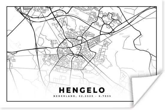 Poster Kaart - Hengelo - Nederland - 30x20 cm | bol