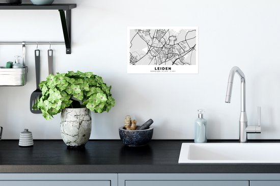 Poster Stadskaart - Leiden - Nederland - 30x20 cm - Plattegrond