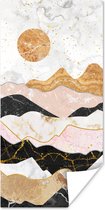 Poster Marmer - Goud - Pastel - 75x150 cm