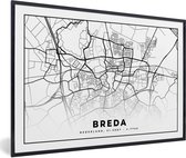 Fotolijst incl. Poster - Plattegrond - Breda - Nederland - 30x20 cm - Posterlijst - Stadskaart