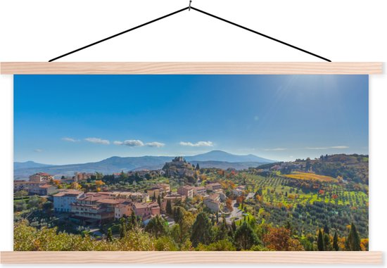 Posterhanger incl. Poster 60x30 cm - Schoolplaat - Toscane - Italië - Zon - Textielposter - Blanke latten