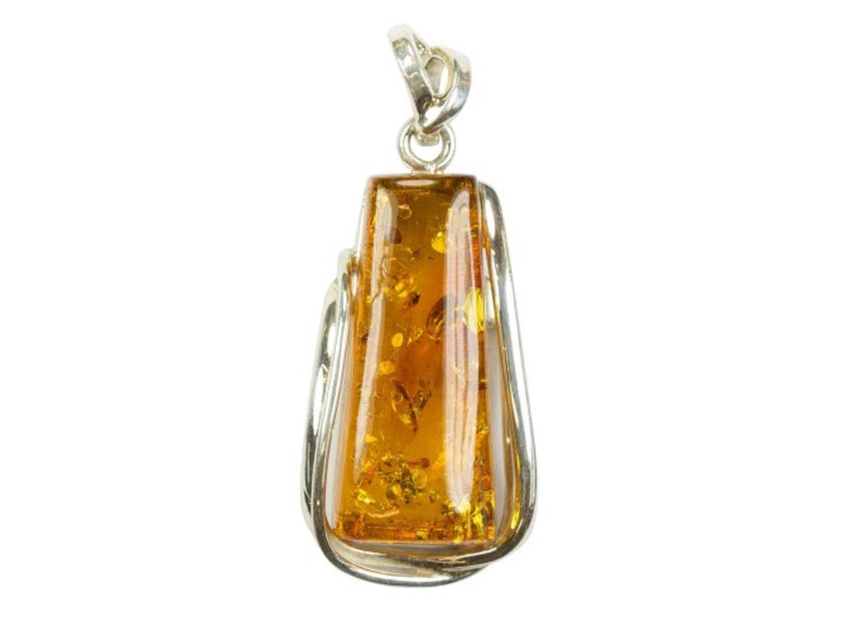 Exclusieve zilveren hanger Amber / Barnsteen 925 zilver