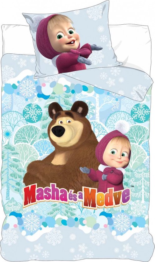 Masha en de beer - dekbedovertrek - eenpersoons - 140 x 200 + 1 sloop |  bol.com