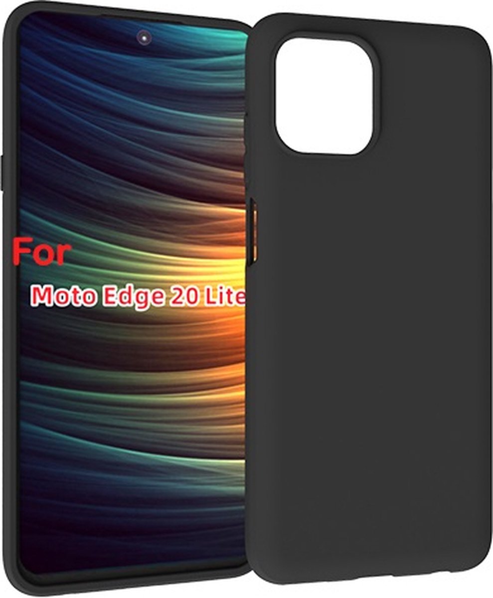 Geschikt voor Motorola Moto Edge 20 Lite Hoesje - Zwart Siliconen Case