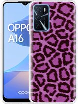 Oppo A16 / A16s Hoesje Luipaard Paars Zwart - Designed by Cazy