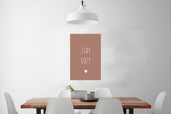 Affiche citation anglaise Stay cosy with a heart on a brown background - 40x60 cm