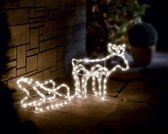 AG Kerstverlichting buiten en binnen - Rendier met Slee - 3D verlichte kerstfiguren - energiezuinig - LED lichten - kerst -spatwaterdicht - timer - wit warmlicht - Slangverlichting