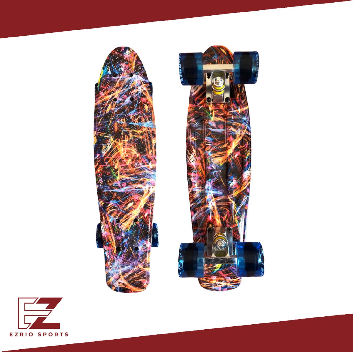 Penny Board voor Meisjes en Jongens – Skateboard – Pennyboard – 22 inch – Oranje – Blauw – Geel