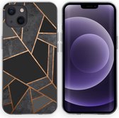 iMoshion Design voor de iPhone 13 hoesje - Grafisch Koper - Zwart / Goud